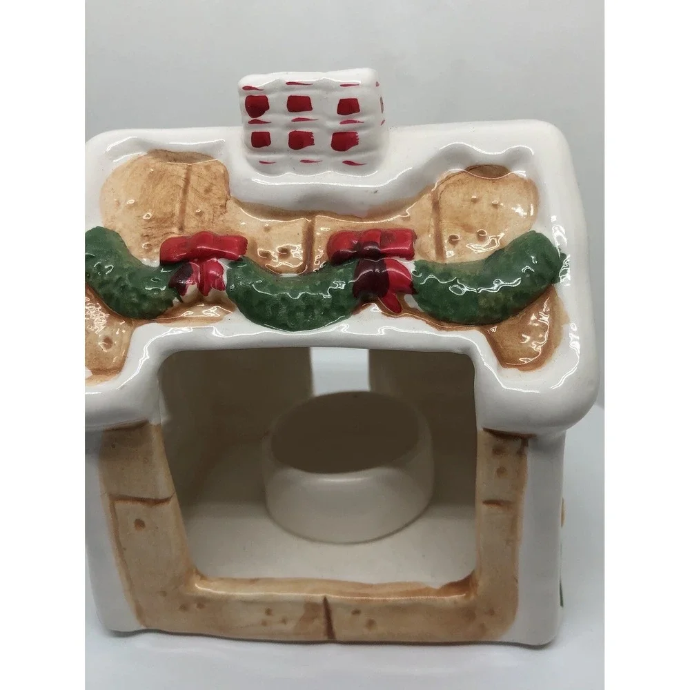 Christmas Tea Light House Cottage Decor Snowman Chimney Wreath 5